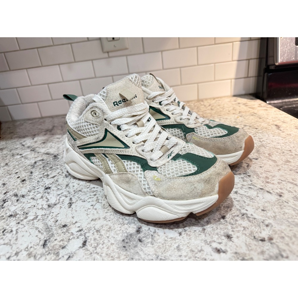 Reebok Royal Bridge 3 Sneakers Women Size 8 Cream Green Chunky Dad Shoes